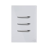Conjunto Interruptor Triplo (2 Simples + 1 Paralelos) 4x2 - Novara Glass Branco Cromado